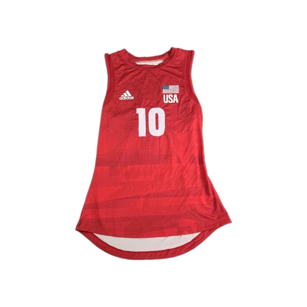 Adidas Women Size M Team USA Volleyball Primeblue Jersey Team Red #10 Larson C40